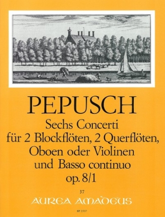 Concerti op.8,1 f�r 2 Blockfl�ten, (Fl�ten, Oboen, Violinen), 2 Oboen (Fl�te, Violine) und Bc,   Partitur und Stimmen