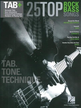 25 Top Rock Bass Songs for bass Songbook notes, chords, tablature, lyrics