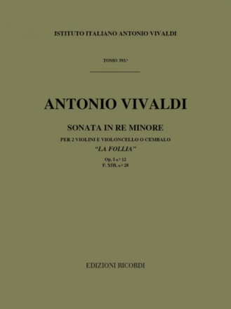 Sonata re minore op.1,12 FXIII:28 per 2 violini e violoncello Partitur