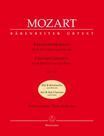 Konzert A-Dur KV622 f�r Klarinette und Orchester f�r Klarinette in Bb und Klavier