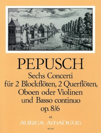 Concerti op.8,6 f�r 2 Blockfl�ten (Fl�te, Oboe, Violine), 2 Oboen (Fl�te, Oboe) und Bc,    Partitur und Stimmen