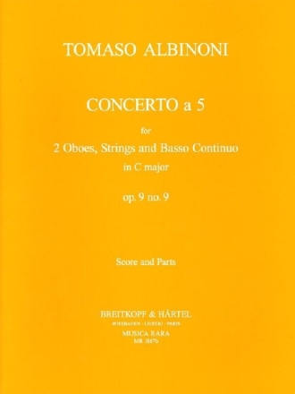 Concerto � 5 op.9,9 f�r 2 Oboen und Streicher Partitur und Stimmen