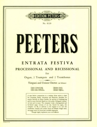 Entrata festiva f�r Orgel, 2 Trompeten und 2 Posaunen Partitur und Stimmen