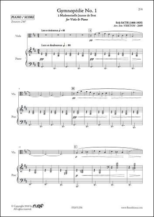 Erik Satie, Gymnop�die N� 1 Viola und Klavier Buch