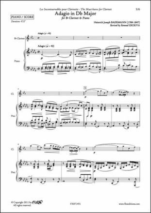 Heinrich Joseph Baermann, Adagio En R� B�mol Majeur Klarinette und Klavier buch