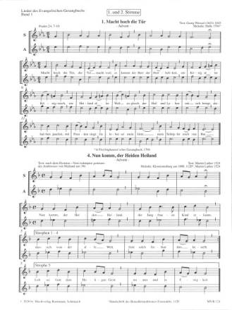 Lieder des Evangelischen Gesangbuchs Band 1 f�r 4 Blockfl�ten (SATB) 1./2. Stimme (SA)