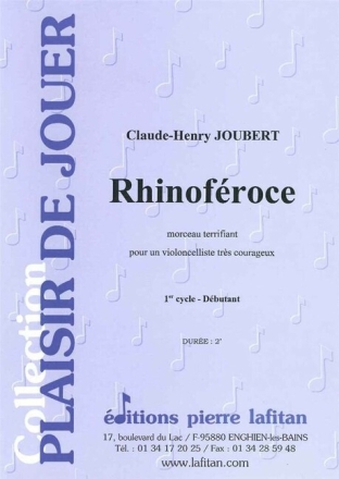 Joubert, Claude-Henry, Rhinof�roce violoncelle et piano