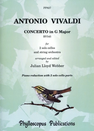 Antonio Vivaldi Arr: Julian Lloyd Webber Ed: Julian Lloyd Webber Reduc Concerto in G major RV545 [PIANO REDUCTION] Two Cellos & Piano