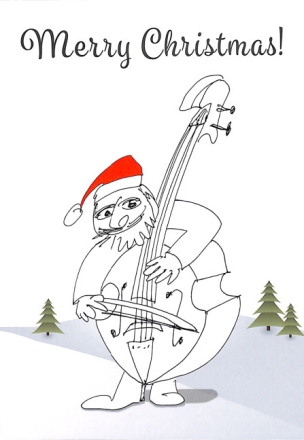 Kontrabassist-Weihnachtsfaltkarte 11,5x16,5cm inkl. Briefumschlag und in Folie eingepackt