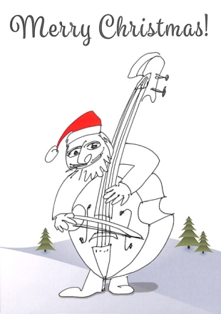 Kontrabassist-Weihnachtspostkarte inkl. Briefumschlag und in Folie eingepackt