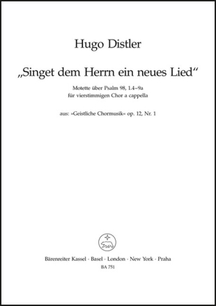 Singet dem Herrn Motette f�r gem chor a cappella,  Partitur