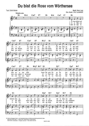 Du bist die Rose vom W�rthersee f�r Klavier/Gesang/Gitarre Archivkopie