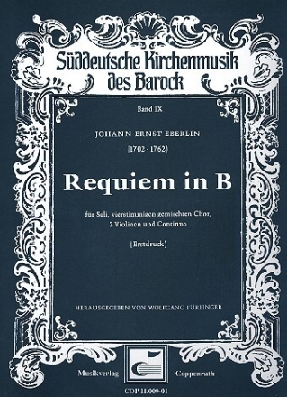 Eberlin, Johann Ernst - Requiem in B Soli SATB, Coro SATB, 2 Vl, Bc Partitur