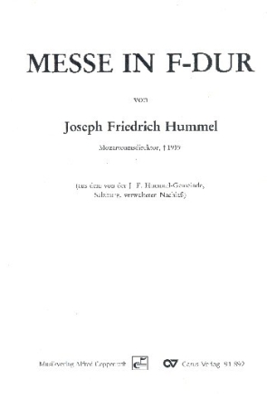 Hummel, Joseph Friedrich - Messe in F-Dur  Partitur