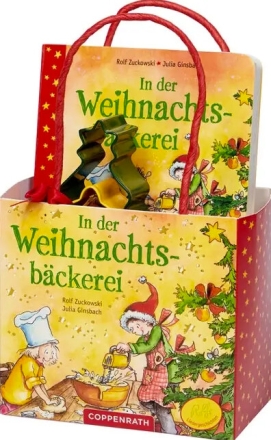 In der Weihnachtsb�ckerei  Miniliederbuch mit Backformen in Geschenktasche