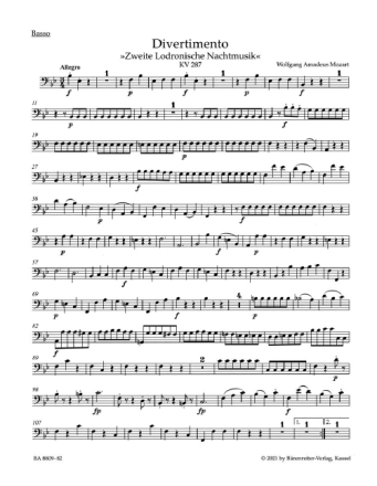 Divertimento in B-Dur KV287 (271b, 271 H) f�r 2 H�rner, 2 Violinen, Viola und Bass Basso