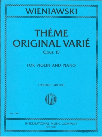 Henri Wieniawski, Th�me Original Vari� Op. 15 VIOLIN AND PIANO Book & Part[s]