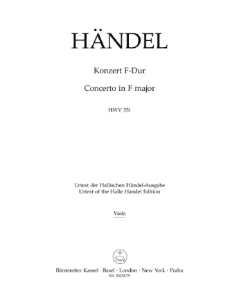 Konzert F-Dur HWV331 f�r Orchester Viola