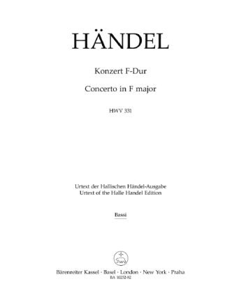 Konzert F-Dur HWV331 f�r Orchester Violoncello / Kontrabass