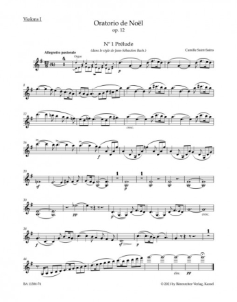 Oratorio de No�l op.12 f�r Soli, gem Chor und Orchester Violine 1