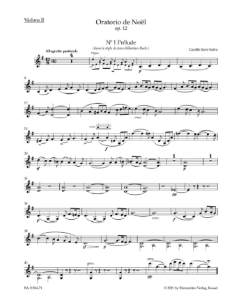 Oratorio de No�l op.12 f�r Soli, gem Chor und Orchester Violine 2