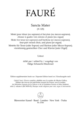 Sancta Mater N 125 f�r Tenor (oder Sopran) und Bariton (oder Mezzo-Sopran), vierstimmig Chorpartitur