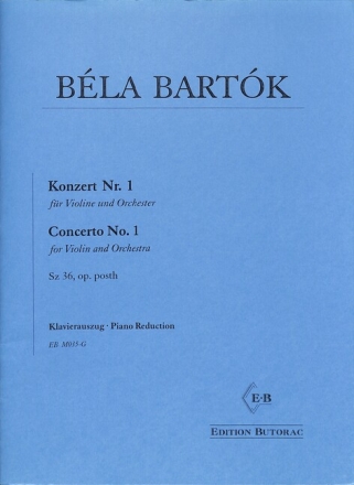 Konzert Nr.1 Sz.36 op.posth f�r Violine und Orchester f�r Violine und Klavier