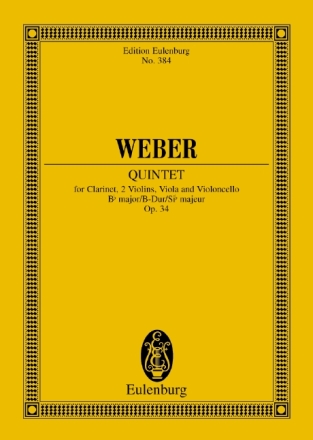 Quintett B-Dur op.34 f�r Klarinette und Streichquartett Studienpartitur