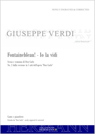 Verdi, Giuseppe, Don Carlo - Fontainebleau! - Io la vidi (no. 2) Tenor und Orchester Klavierauszug