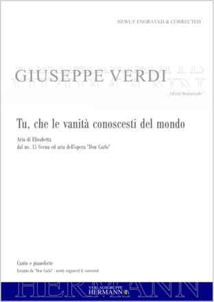 Verdi, Giuseppe, Don Carlo - Tu, che le vanit� conoscesti del mondo (d Sopran und Orchester Klavierauszug
