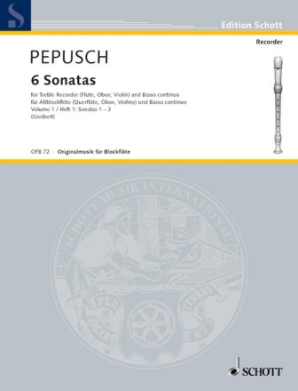 6 Sonaten Band 1 (Nr.1-3) f�r Altblockfl�te (Oboe/Fl�te/Violine) und Bc