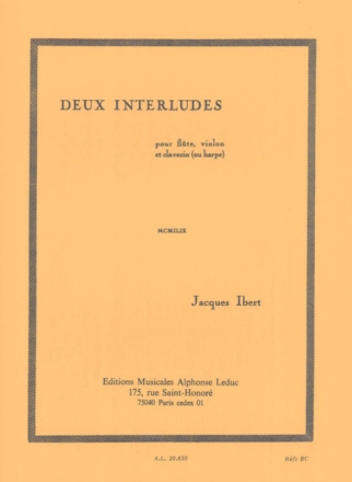 2 interludes pour fl�te, violon et clavecin (piano, harpe)