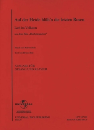 Auf der Heide bl�hn die letzten Rosen f�r Gesang und Klavier Einzelausgabe