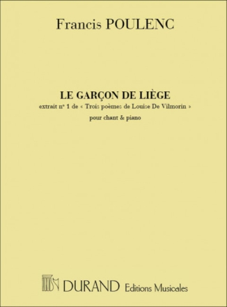 LE CARCON DE LIEGE POUR CHANT ET PIANO (FR) 3 POEMES DE LOUISE DE VILMORIN