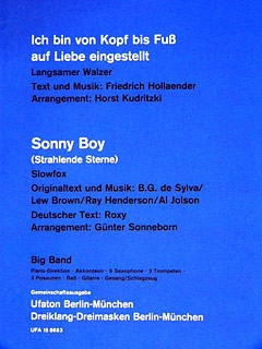 Ich bin von Kopf bis Fu� auf Liebe eingestellt / Sonny Boy f�r Salonorchester