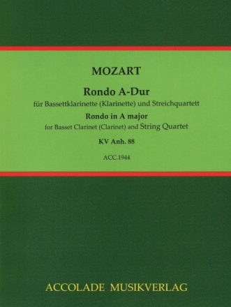 Rondo A-Dur KV Anh.88 f�r Bassettklarinette (Klarinette) und Streichquartett Partitur und Stimmen