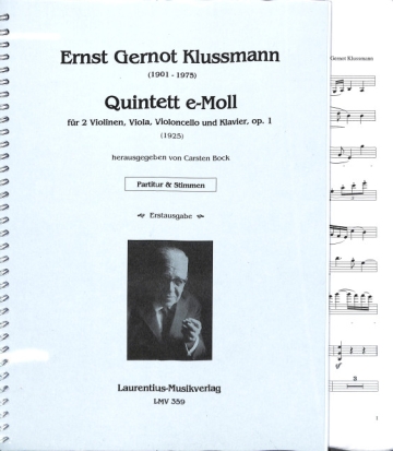 Quintett e-Moll op.1 f�r 2 Violinen, Viola, Violoncello und Klavier Partitur und Stimmen