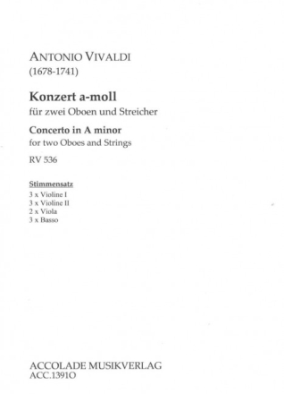 Vivaldi, Antonio, Konzert RV 536 a-moll 2 Oboen, Streicher Stimmensatz