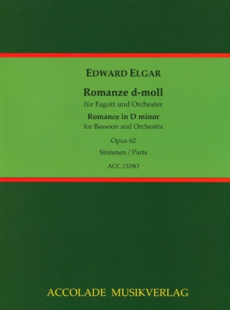 Elgar, Edward, Romanze op.62 Fagott, Orchester Material kpl., Harmonie und Streicher 3.3.2.2.1