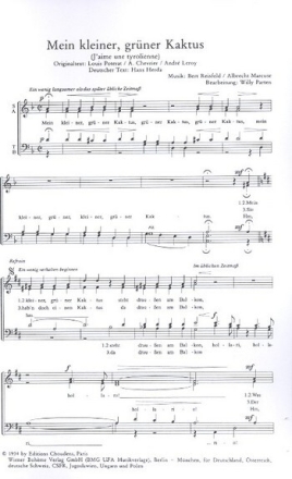 Mein kleiner gr�ner Kaktus f�r gem Chor a cappella Singpartitur