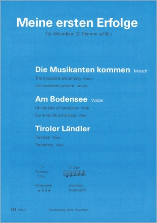 Meine ersten Erfolge Band 2 f�r Akkordeon (mit 2. Stimme)