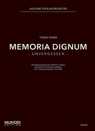 Memoria Dignum f�r Blasorchester Partitur und Stimmen