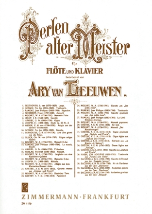 MENUETT D-DUR FUER FLOETE/KLAVIER LEEUWEN VAN, ARY, ED.