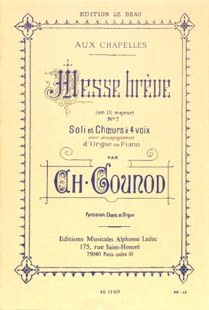 Messe br�ve ut majeur no.7 pour soli, choeur � 4 voix et orgue ou piano,  partition chant et orgue
