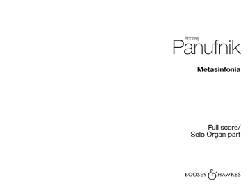 Metasinfonia f�r Orgel, Streicher und Schlagzeug Partitur