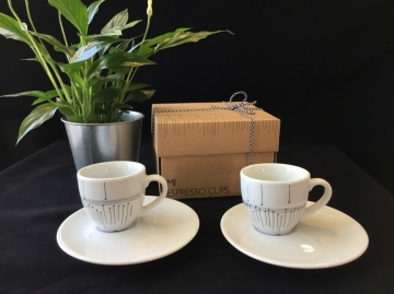 MI Espressotasse mit Untertasse Noten (Set mit 2 Stk) in Geschenkbox