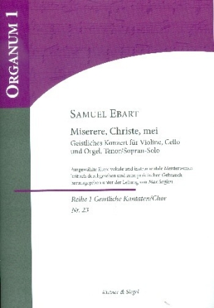Miserere, Christe, mei f�r Tenor (Sopran), Violine, Viola da gamba und Orgel Partitur und Stimmen