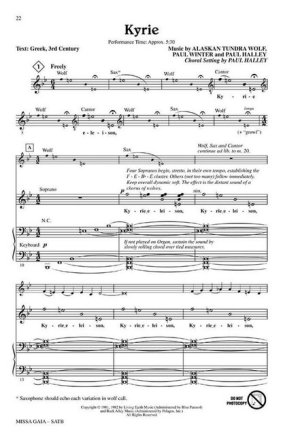 Missa gaia for mixed chorus and piano (instruments ad lib) score