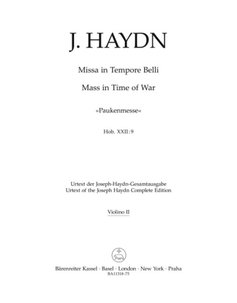 Missa in Tempore Belli Hob. XXII:9 'Paukenmesse'  Stimme, Urtextausgabe