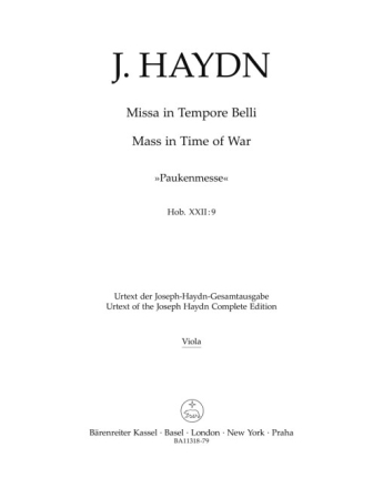 Missa in Tempore Belli Hob. XXII:9 'Paukenmesse'  Stimme, Urtextausgabe